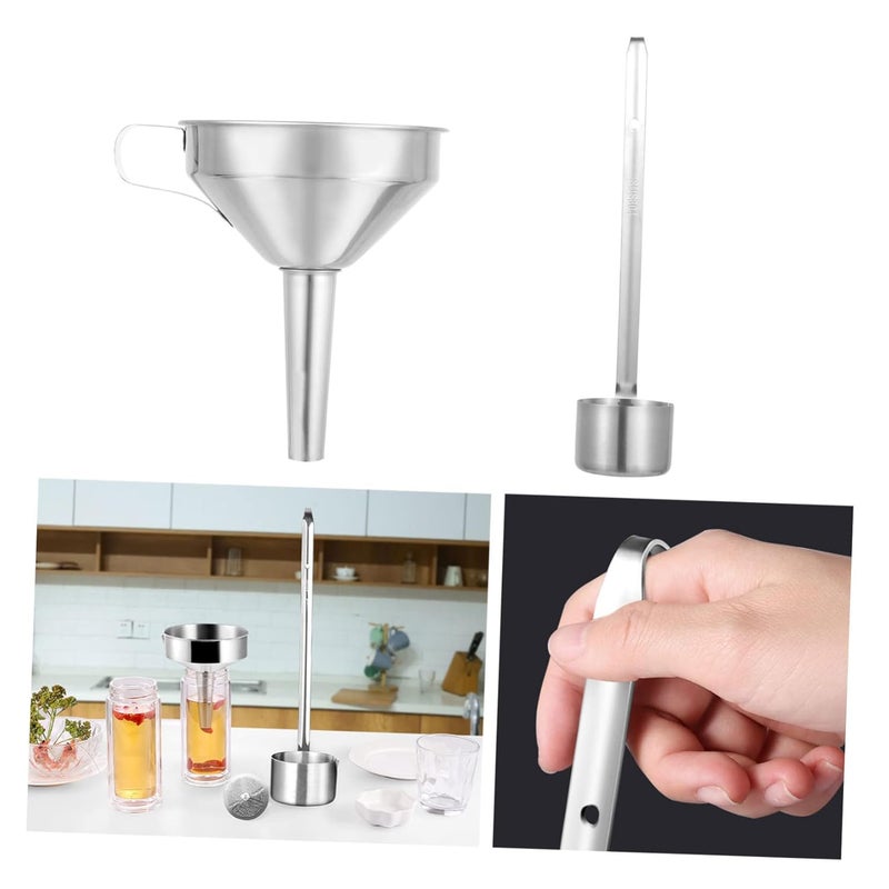 Stainless Steel Kitchen Funnel Ladle Set For Oil Wine And Sauce Filtering - Image 5